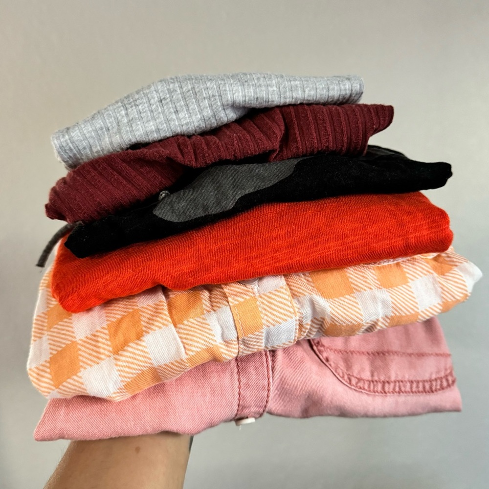 Womens (6) BUNDLE Tanks Shirts T Shirt Spring Casual Basics Camo Gingham small - Picture 1 of 8